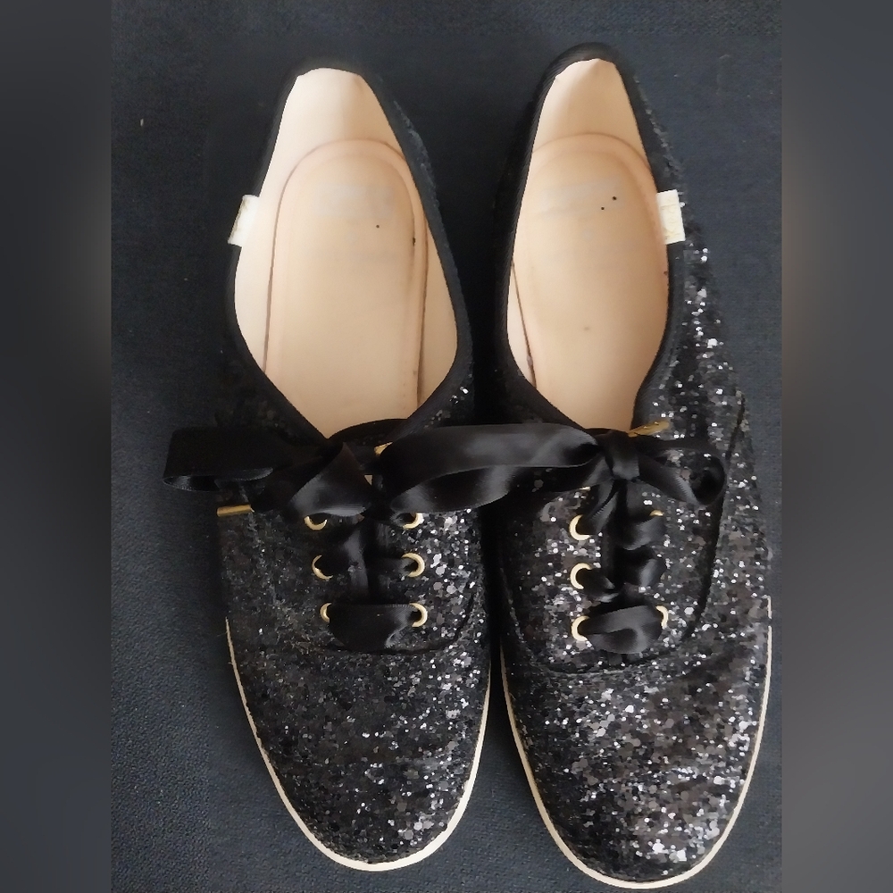 Kate Spade Black Glitter Women's Shoes Sixe 8.5 Pre-loved Excellent Condition